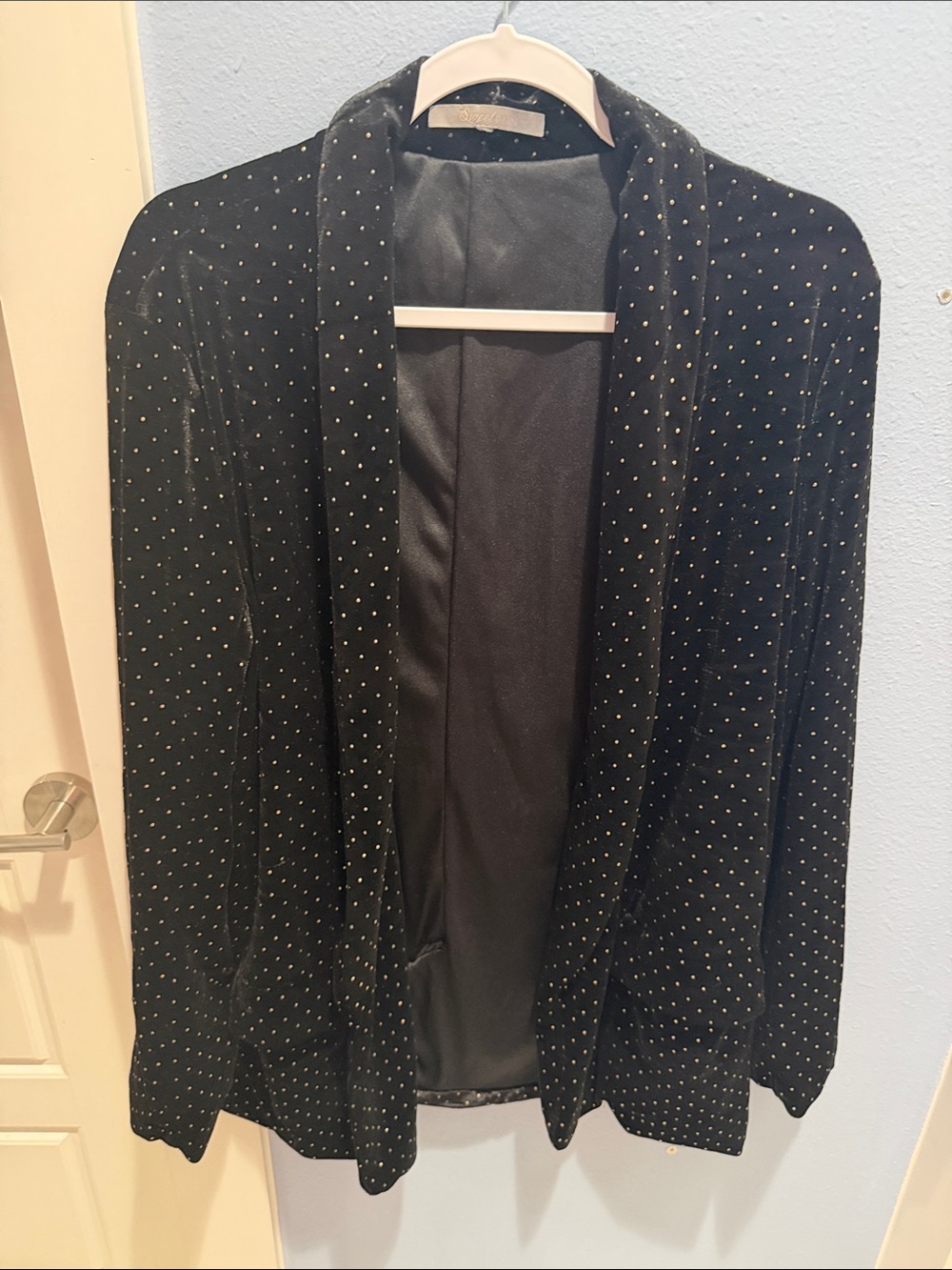 Sweet Rain Black Velvet Blazer with Metallic Dot Accents